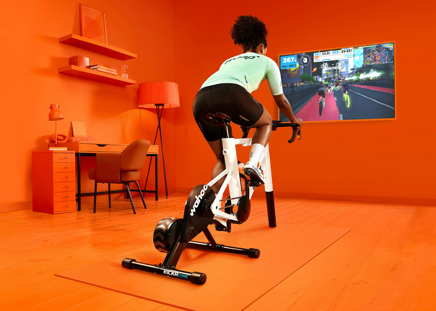 Wahoo KICKR CORE 2 With Zwift Cog & Click Smart Trainer, Orange Cog 3rd generation